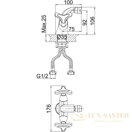 смеситель d&k hessen.goethe da1382241 для биде, хром