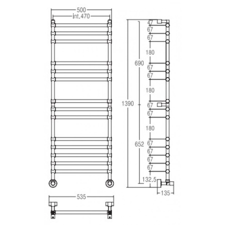 полотенцесушитель водяной margaroli sole 464-14 4644714cr, высота 139 см, ширина 53 см, хром