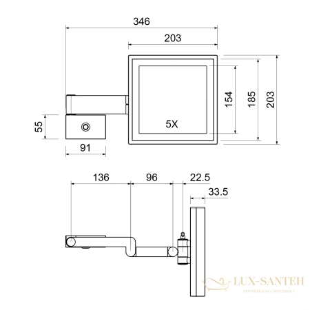 косметическое зеркало timo saona 17074/17, х-5 кратное увеличение, 220 в, холодный свет, с возможностью скрытого подключения, золото матовое