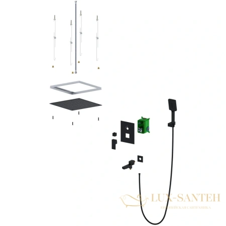 душевой комплект timo selene sx-2039/03sm 400 мм, черный матовый