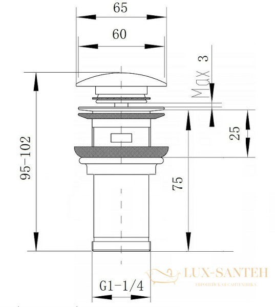 донный клапан milacio mc.010.sl click-clack, серебро