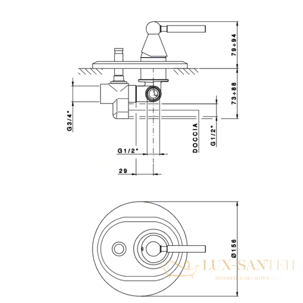 смеситель для душа nicolazz torre, 3996extcr, встраиваемый, хром
