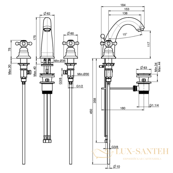 смеситель для раковины, fima carlo frattini elizabeth, f5101cr, с донным клапаном, хром
