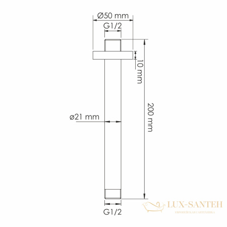 кронштейн потолочный для верхнего душа 200 мм wasserkraft asphe a337, розовое золото