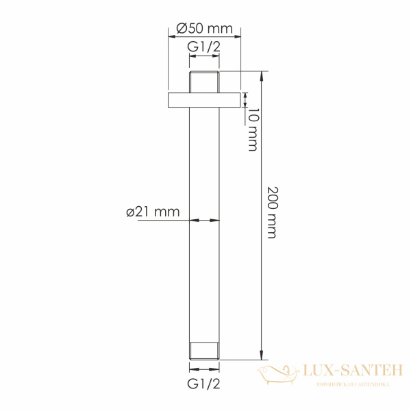кронштейн потолочный для верхнего душа 200 мм wasserkraft asphe a337, розовое золото