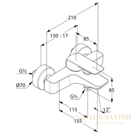 смеситель kludi ameo 414450575 для ванны, хром