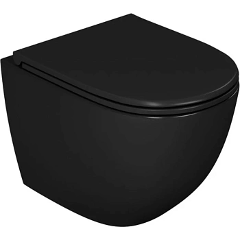 подвесной безободковый унитаз d&k matrix dt1396025 с сиденьем микролифт, черный матовый