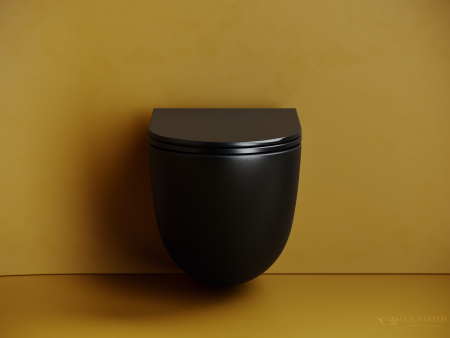 унитаз подвесной ceramica nova vogue, cn4008tmb, смыв торнадо, безободковый, с сиденьем микролифт, черный матовый