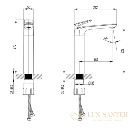 смеситель для раковины aquame como aqm6514gm, оружейная сталь брашированная
