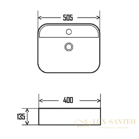 раковина накладная aquame aqm5001, 505*400 мм, 1 отверстие под смеситель, белый глянцевый