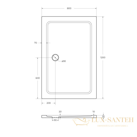 каркас с ножками для smc поддона cezares tray-m-ah-120/80-ml, хром