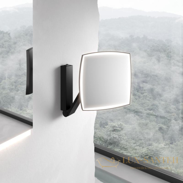 косметическое зеркало keuco ilook_move, 17613379004, с подсветкой, черный матовый