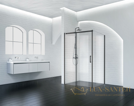 душевой уголок belbagno acqua acqua-ah-1-140/90-c-nero 140х90 см профиль черный, стекло прозрачное 