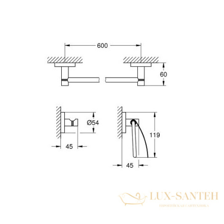 набор аксессуаров grohe essentials 40775001, хром