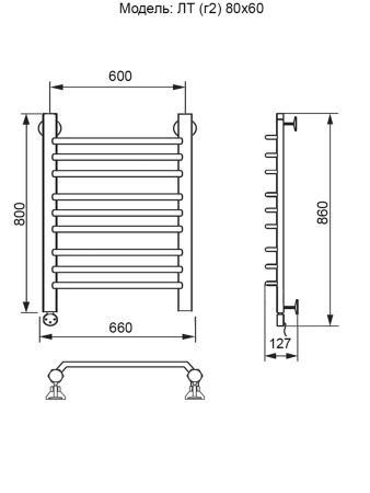 полотенцесушитель электрический ника trapezium лт (г2) 80/60 левый тэн, цвет хром