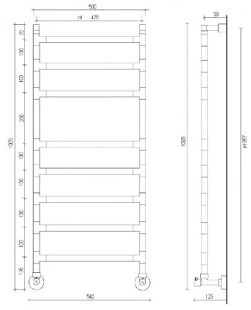 полотенцесушитель водяной margaroli mini 3-484 34844711crn, высота 70.55 см, ширина 53.5 см, хром