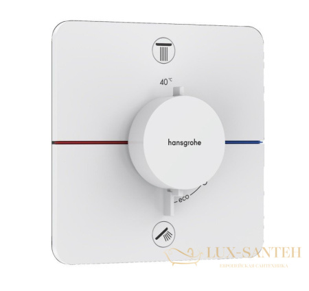 термостат для душа встраиваемый hansgrohe showerselect comfort q, 15583700, на 2 выхода, белый матовый