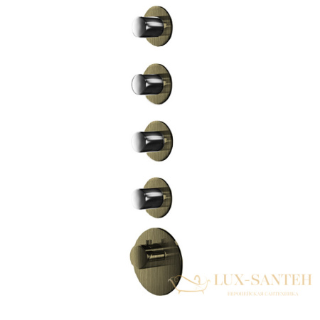 термостат для душа встраиваемый almar high flow e180034.hb, на 4 выхода, внешняя часть, латунь брашированная pvd