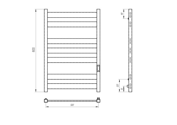 полотенцесушитель с/т laris гефест чк п7 500/800 правый тэн белый матовый 73207615