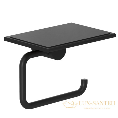 держатель для туалетной бумаги с полкой для телефона  kludi vela r, 5897139, черный матовый