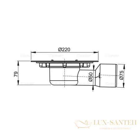 сливной трап alcaplast ø50/75, подводка – боковая apv3000