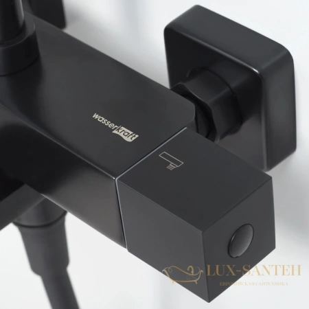 душевая система wasserkraft thermo a29901 300 мм, черный матовый
