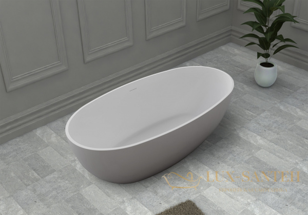 ванна свободностоящая из искусственного камня abber stein as9641-1.5, 150х78х55h см, белый матовый 