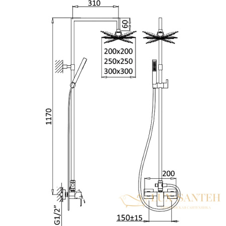 душевая система cezares porta porta-cd-bio, белый матовый