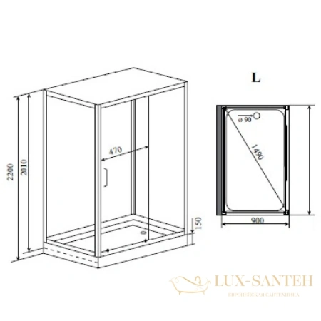 душевая кабина timo helma h-520 l 120x90x220 см, стекло прозрачное