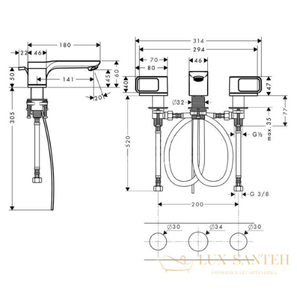 смеситель для раковины 50, axor urquiola, 11041000, с донным клапаном, хром