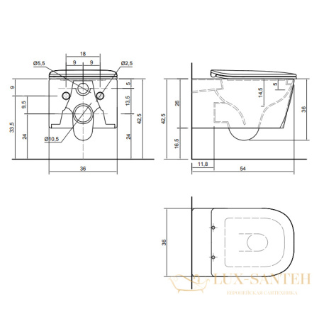 унитаз подвесной безободковый antonio lupi komodo, komodo1, 540х360х260 мм., в комплекте с крышкой-сиденьем flat с системой "soft-close", белый глянце