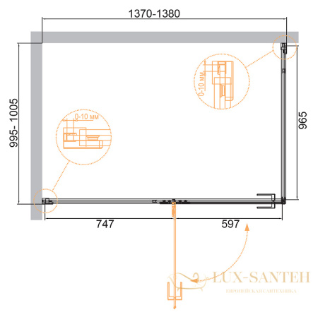 душевой уголок cezares bellagio bellagio-ah-1-140/100-c-boro 140x100 профиль золото брашированное, стекло прозрачное