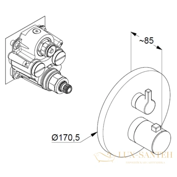термостат kludi nova fonte puristic 208350515 для душа, хром