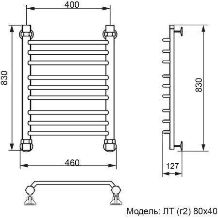 полотенцесушитель ника trapezium лт (г2) 80/40, цвет хром