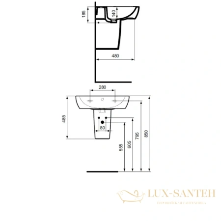полупьедестал ideal standard tempo t423001 для раковины, белый