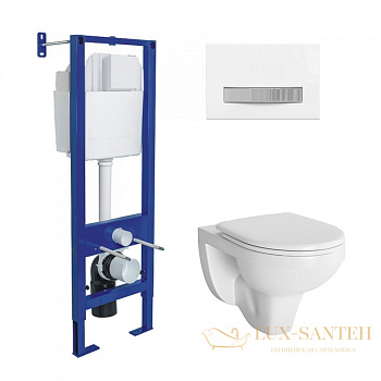 комплект berges 043340: подвесной унитаз gamma с системой инсталляции atom 410 и панелью смыва, белый/хром глянцевый