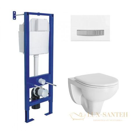 комплект berges 043340: подвесной унитаз gamma с системой инсталляции atom 410 и панелью смыва, белый/хром глянцевый