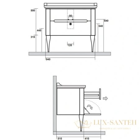 ножки для тумбы kerasan waldorf 919490cr, хром