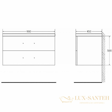 тумба под раковину belbagno aurora aurora-900-2c-so-bl 90 см подвесная, bianco lucido