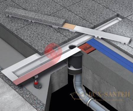 дренажный канал для укладки натурального камня tece tecedrainline 651200 1200 мм