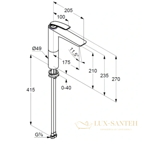смеситель для раковины kludi balance 522968775 без донного клапана, хром/черный матовый