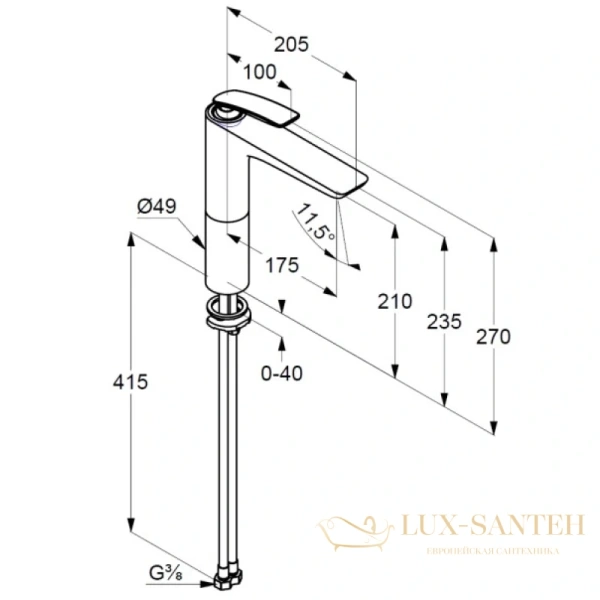 смеситель для раковины kludi balance 522968775 без донного клапана, хром/черный матовый