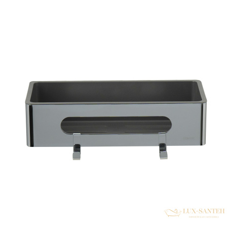 полка для душа lemark shelf line 9771043, 295 мм, с крючками и вставкой из пластика, хром/вставка-графит