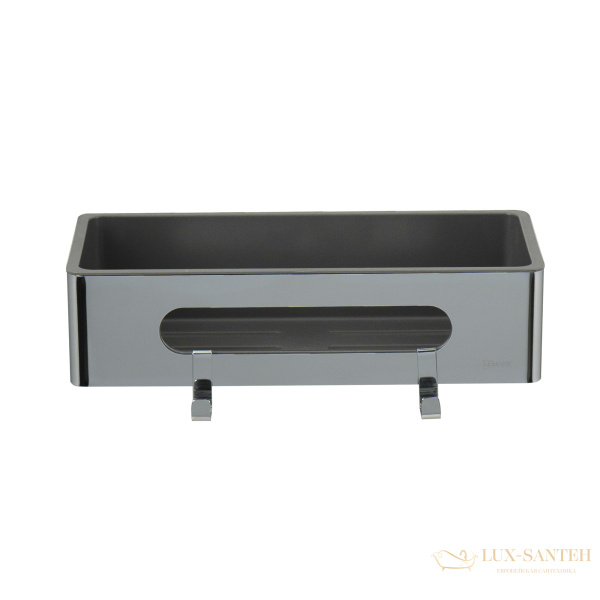 полка для душа lemark shelf line 9771043, 295 мм, с крючками и вставкой из пластика, хром/вставка-графит