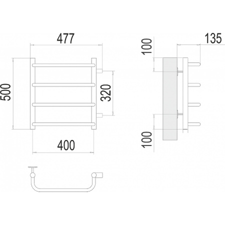 полотенцесушитель водяной terminus стандарт 4670078530301 п4 400x500 с боковым подключением 320