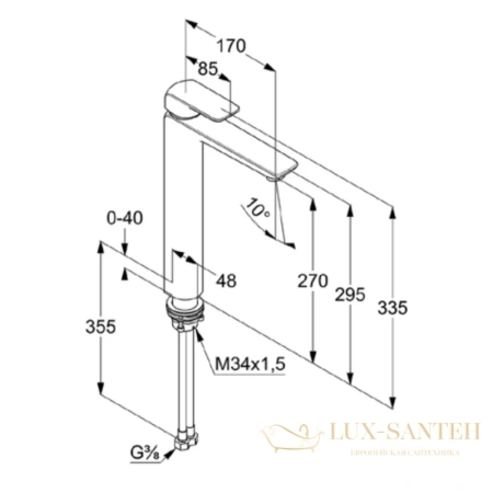 смеситель для раковины kludi ameo 412980575 без донного клапана, хром