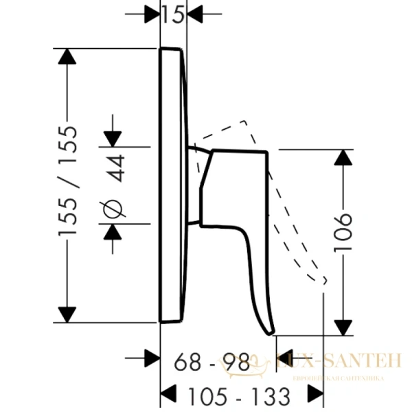 смеситель для душа hansgrohe metris 31456000 (внешняя часть)