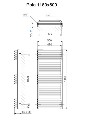 полотенцесушитель электрический terma pola 118x50 белый матовый, ral9016