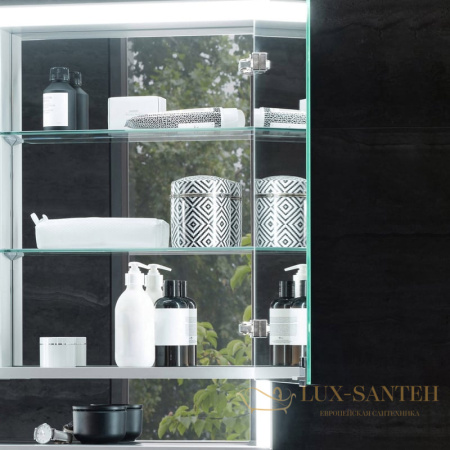 зеркальный шкаф keuco royal lumos, 14324171304, 1000х735х130 мм, к.: анодированный серебристый алюминий/зеркало