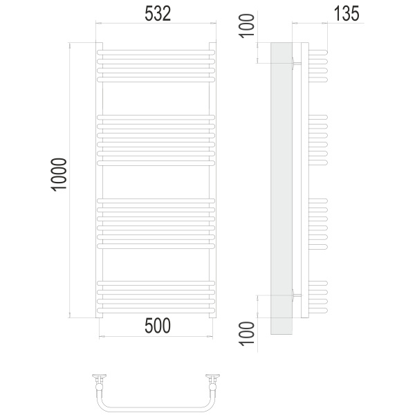 полотенцесушитель водяной terminus стандарт 4670078529800 п20 500x1000